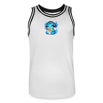 Kawaii Axolotl mit Kopfhörern und Ramen Gaming - Männer Basketball-Trikot - Weiß/Schwarz - Vorne - AI Model Male 185 dark (185cm)