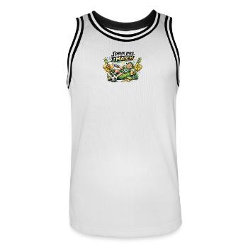 J'match Fête Foot et Bière - Maillot de basket Homme - blanc/noir - Devant - AI Model Male 185 dark (185cm)
