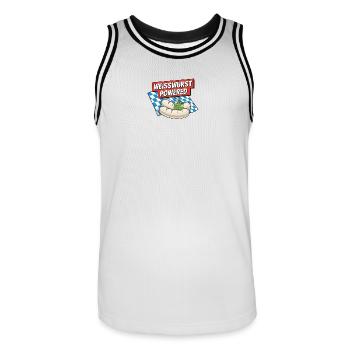 Weisswurst Powered - Männer Basketball-Trikot - Weiß/Schwarz - Vorne - AI Model Male 185 dark (185cm)