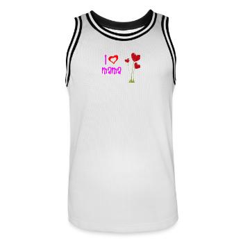 Liebevolles Muttertagsherz Blumendesign - Männer Basketball-Trikot - Weiß/Schwarz - Vorne - AI Model Male 185 dark (185cm)