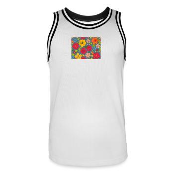 Blumenmuster im Boho-Design - Männer Basketball-Trikot - Weiß/Schwarz - Vorne - AI Model Male 185 dark (185cm)