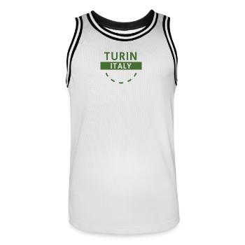 Turin Italy Emblem - Men's Basketball Jersey - white/black - Front - AI Model Male 185 dark (185cm)