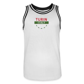 Turn Italy Emblem Tee Artwork - Men's Basketball Jersey - white/black - Front - AI Model Male 185 dark (185cm)