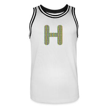 Colorful Heart H Design – Unique & Stylish! - Men's Basketball Jersey - white/black - Front - AI Model Male 185 dark (185cm)