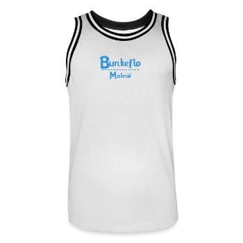 Centrum Malmö – Conception de texte bleu - Maillot de basket Homme - blanc/noir - Devant - AI Model Male 185 dark (185cm)