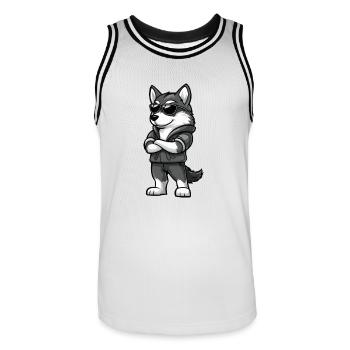 Husky Hund Cool - Männer Basketball-Trikot - Weiß/Schwarz - Vorne - AI Model Male 185 dark (185cm)