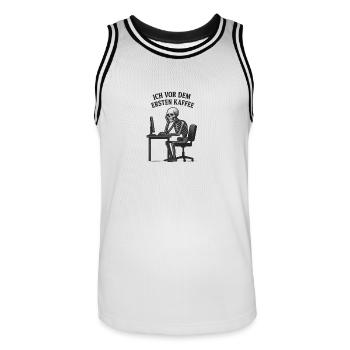 Vor dem ersten Kaffee - Männer Basketball-Trikot - Weiß/Schwarz - Vorne - AI Model Male 185 dark (185cm)