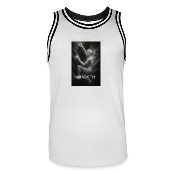 One more try. - Men's Basketball Jersey - white/black - Front - AI Model Male 185 dark (185cm)