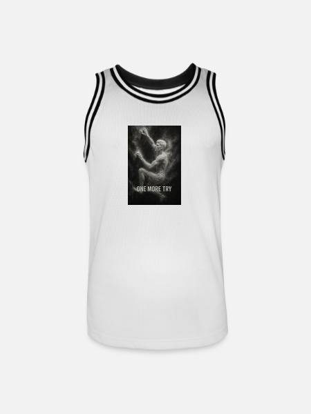 One more try. - Männer Basketball-Trikot - Weiß/Schwarz