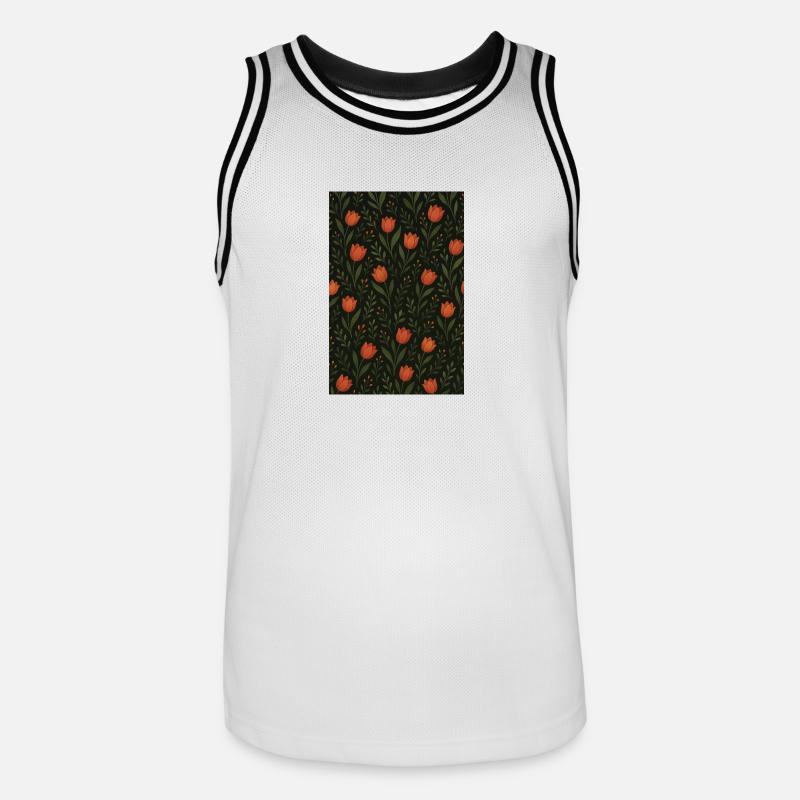 Tulip Pattern - Men's Basketball Jersey - white/black