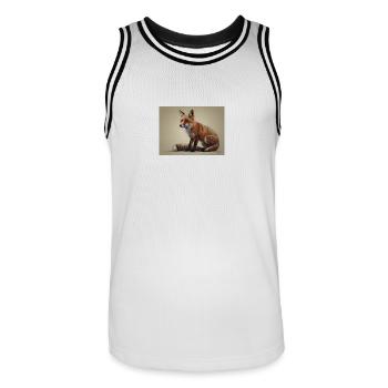 Fuchs Tier - Männer Basketball-Trikot - Weiß/Schwarz - Vorne - AI Model Male 185 dark (185cm)