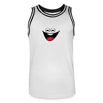lachender Smily - Männer Basketball-Trikot - Weiß/Schwarz - Vorne - AI Model Male 185 dark (185cm)