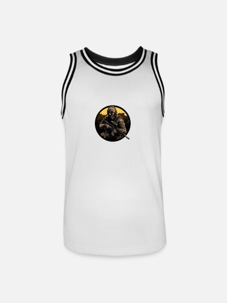 Army Soldier Sniper Soldat Logo - Men's Basketball Jersey - white/black