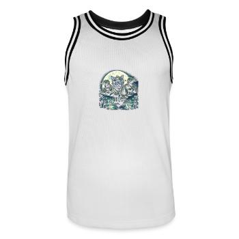Ronronnements spéciaux - Maillot de basket Homme - blanc/noir - Devant - AI Model Male 185 dark (185cm)