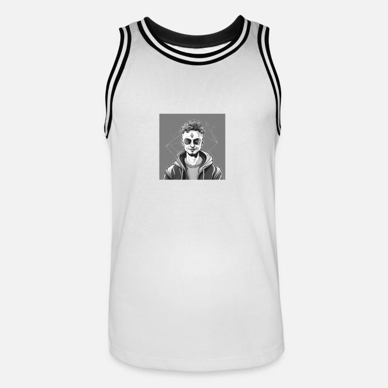 Ether Mastermind - Männer Basketball-Trikot - Weiß/Schwarz