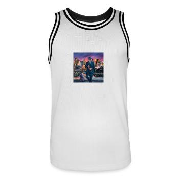 LA GANSTA - Männer Basketball-Trikot - Weiß/Schwarz - Vorne - AI Model Male 185 dark (185cm)
