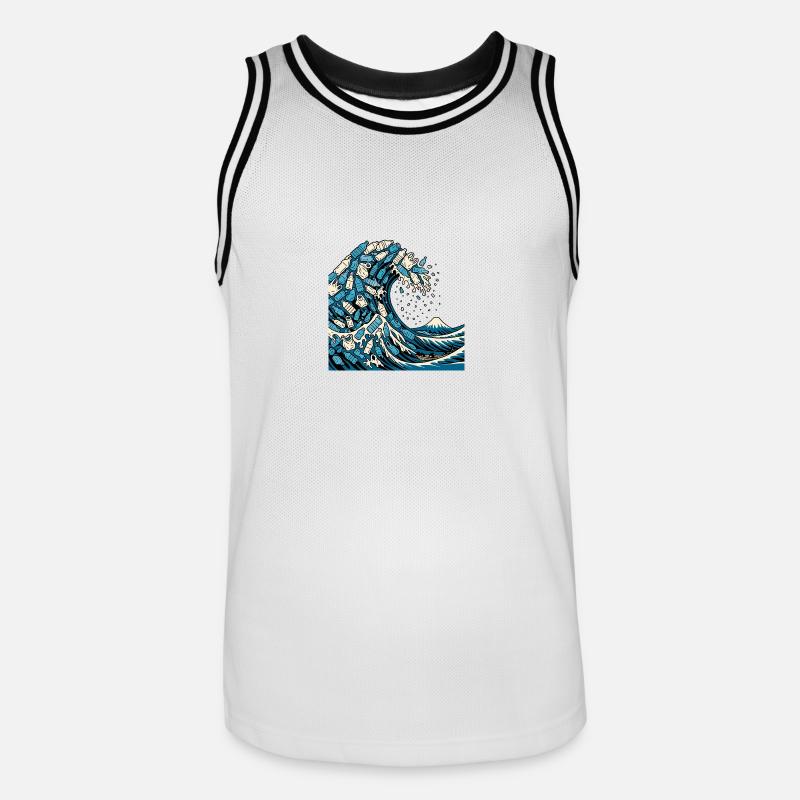 Wave Kanagawa trash vector - Maillot de basket Homme - blanc/noir