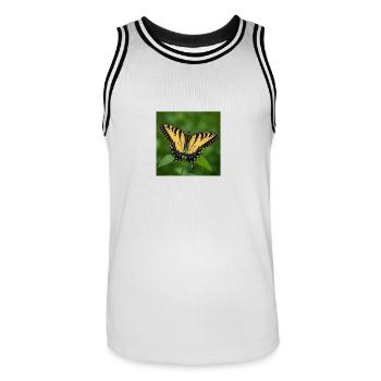 Östlicher Tiger Schwalbenschwanz - Männer Basketball-Trikot - Weiß/Schwarz - Vorne - AI Model Male 185 dark (185cm)