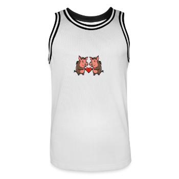 Couple de sangliers Saint-Valentin - Maillot de basket Homme - blanc/noir - Devant - AI Model Male 185 dark (185cm)