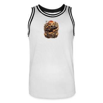 Enfer de voitures musclées enflammées - Maillot de basket Homme - blanc/noir - Devant - AI Model Male 185 dark (185cm)