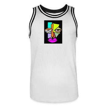 Neon Geometric Face Pop Art - Men's Basketball Jersey - white/black - Front - AI Model Male 185 dark (185cm)
