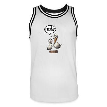 Les mouettes de Bäädden - Seagull Moin - Maillot de basket Homme - blanc/noir - Devant - AI Model Male 185 dark (185cm)
