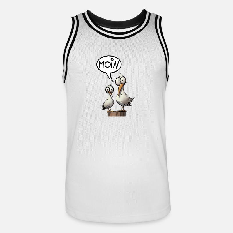 Die Bäädden Möwen - Möwe moin - Männer Basketball-Trikot - Weiß/Schwarz