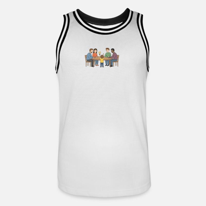 Kollektive Idee um einen Tisch - Männer Basketball-Trikot - Weiß/Schwarz