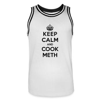 Keep calm and cook meth (Breaking Bad) - Maillot de basket Homme - blanc/noir - Devant - AI Model Male 185 dark (185cm)