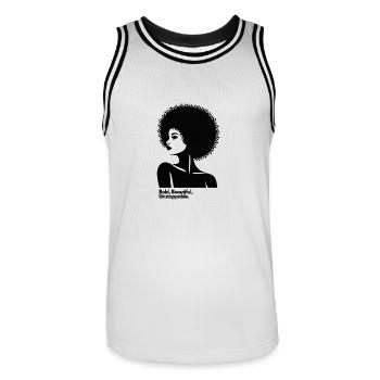 Afro Queen Silhouette - Maillot de basket Homme - blanc/noir - Devant - AI Model Male 185 dark (185cm)