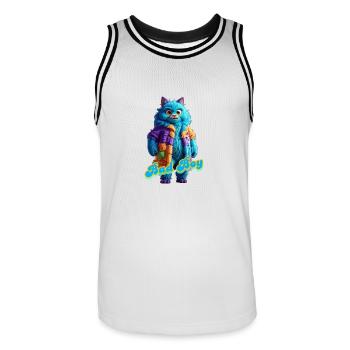 Monster 17 - Männer Basketball-Trikot - Weiß/Schwarz - Vorne - AI Model Male 185 dark (185cm)