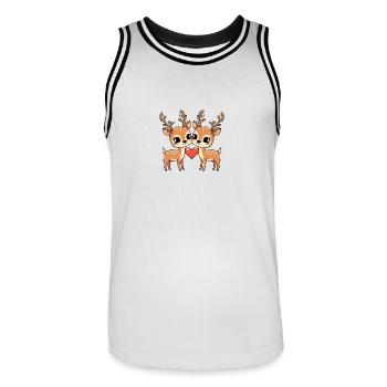 Deer Couple Valentine's Day - Men's Basketball Jersey - white/black - Front - AI Model Male 185 dark (185cm)