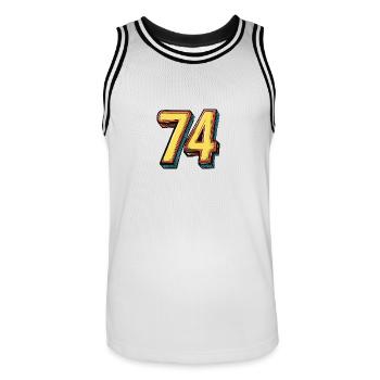 74 Symbole numérique - Maillot de basket Homme - blanc/noir - Devant - AI Model Male 185 dark (185cm)