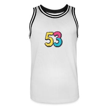 53 Number Symbol - Men's Basketball Jersey - white/black - Front - AI Model Male 185 dark (185cm)