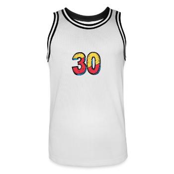 30 Number symbol - Men's Basketball Jersey - white/black - Front - AI Model Male 185 dark (185cm)