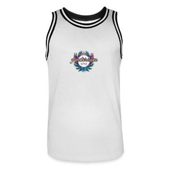 Amsterdam 2025 Team - Men's Basketball Jersey - white/black - Front - AI Model Male 185 dark (185cm)