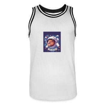 "I NEED SOME SPACE" Capybara - Männer Basketball-Trikot - Weiß/Schwarz - Vorne - AI Model Male 185 dark (185cm)