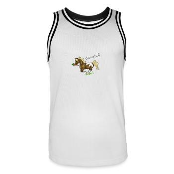 Carrots? Rennendes Pony mit Karotte im Maul - Männer Basketball-Trikot - Weiß/Schwarz - Vorne - AI Model Male 185 dark (185cm)