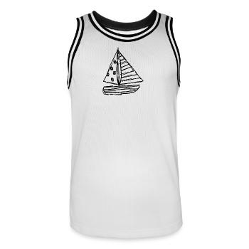 VACANCES. BONNES VACANCES. MAÎTRESSE. MAÎTRE. PROF - Maillot de basket Homme - blanc/noir - Devant - AI Model Male 185 dark (185cm)
