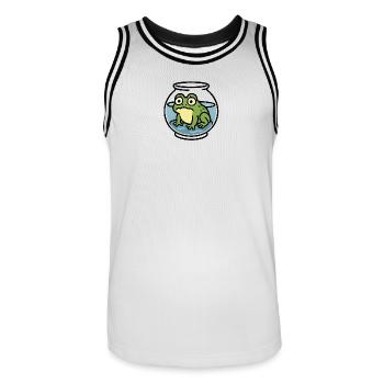 Frog in a Bowl - Men's Basketball Jersey - white/black - Front - AI Model Male 185 dark (185cm)