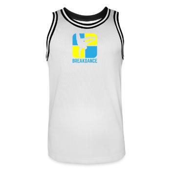 Breakdance - Männer Basketball-Trikot - Weiß/Schwarz - Vorne - AI Model Male 185 dark (185cm)