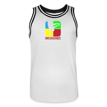 Breakdance - Männer Basketball-Trikot - Weiß/Schwarz - Vorne - AI Model Male 185 dark (185cm)