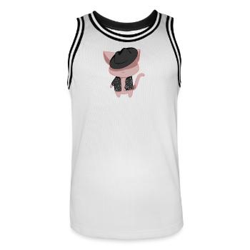 Chat danseur - Maillot de basket Homme - blanc/noir - Devant - AI Model Male 185 dark (185cm)