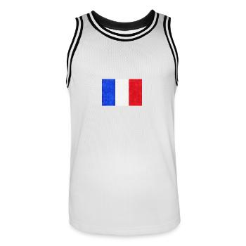 Drapeau français tricolore France - Maillot de basket Homme - blanc/noir - Devant - AI Model Male 185 dark (185cm)
