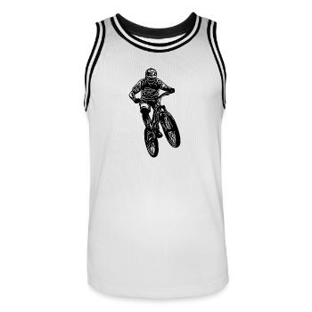 Vététiste sauter à vélo - Maillot de basket Homme - blanc/noir - Devant - AI Model Male 185 dark (185cm)