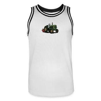 Green tractor in the light of agriculture - Men's Basketball Jersey - white/black - Front - AI Model Male 185 dark (185cm)