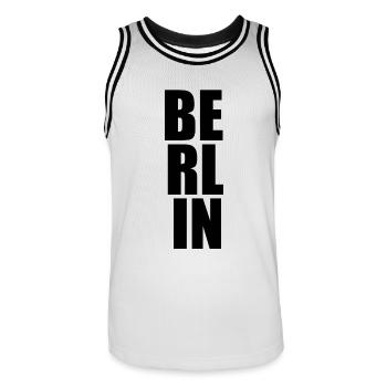 Berlin - Männer Basketball-Trikot - Weiß/Schwarz - Vorne - AI Model Male 185 dark (185cm)
