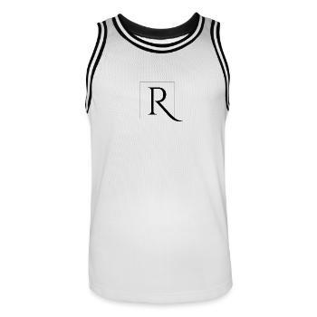 R like ? - Männer Basketball-Trikot - Weiß/Schwarz - Vorne - AI Model Male 185 dark (185cm)
