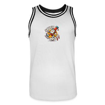 Saucy and proud! - Männer Basketball-Trikot - Weiß/Schwarz - Vorne - AI Model Male 185 dark (185cm)
