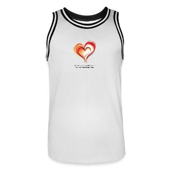 Hearts in unison. - Men's Basketball Jersey - white/black - Front - AI Model Male 185 dark (185cm)